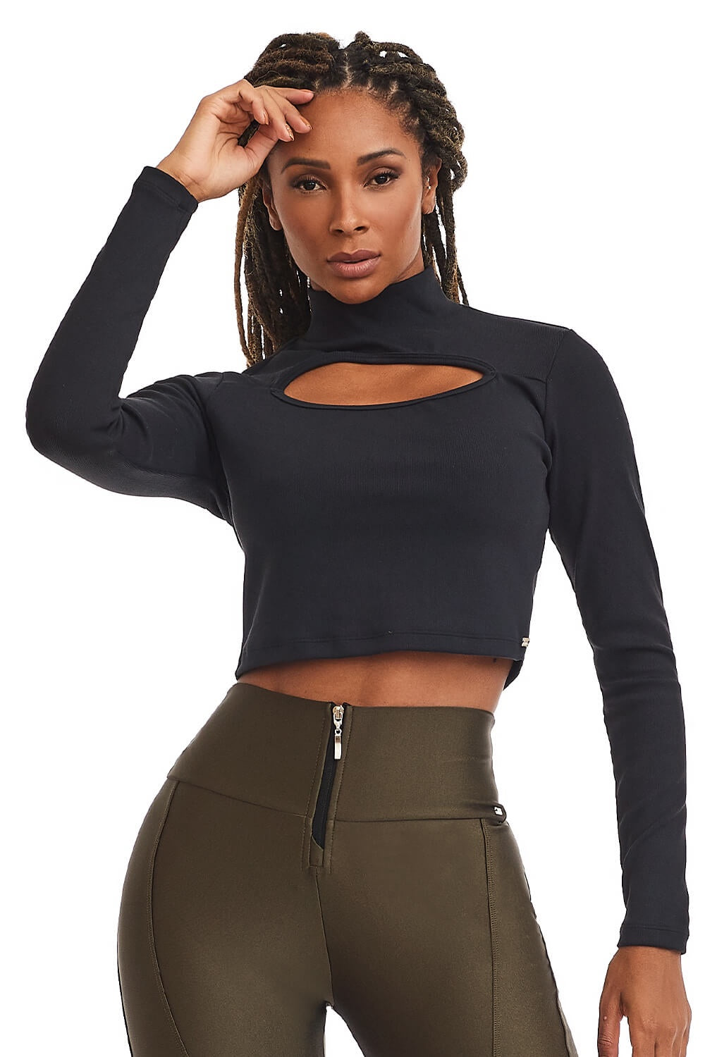 Cropped Long Sleeve Fitness Posh Black - Caju Brasil