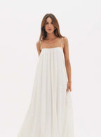 Sandra - Long, Flowy Linen Dress - OASIS Resortwear - WaveFit