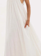 Sandra - Long, Flowy Linen Dress - OASIS Resortwear - WaveFit