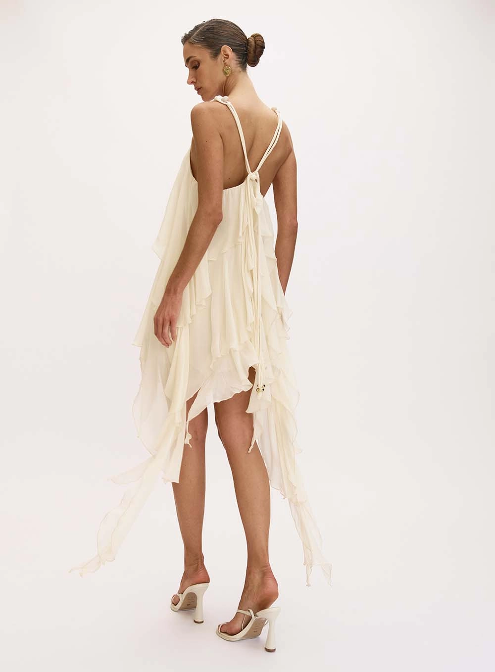 Marguerite Asymmetrical Short Dress with Ruffles