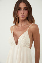 Esme Asymmetric Balloon Maxi Dress with Lace - Oasis Resortwear