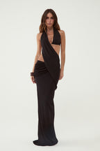 Nala Asymmetric Maxi Dress with Cut-Out Details