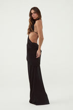 Nala Asymmetric Maxi Dress with Cut-Out Details