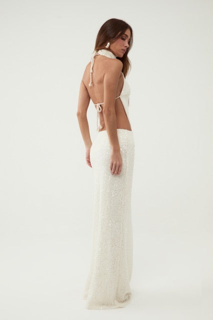 Kiana Sequin Maxi Dress with Open Back