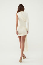 Aura Asymmetric Draped Bodysuit & Skirt Set
