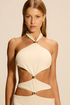 Amber Off-White Maxi Dress - La Sirene