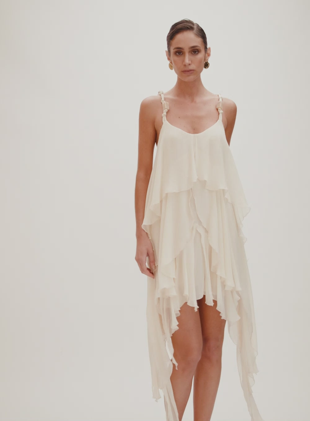 Marguerite Asymmetrical Short Dress with Ruffles