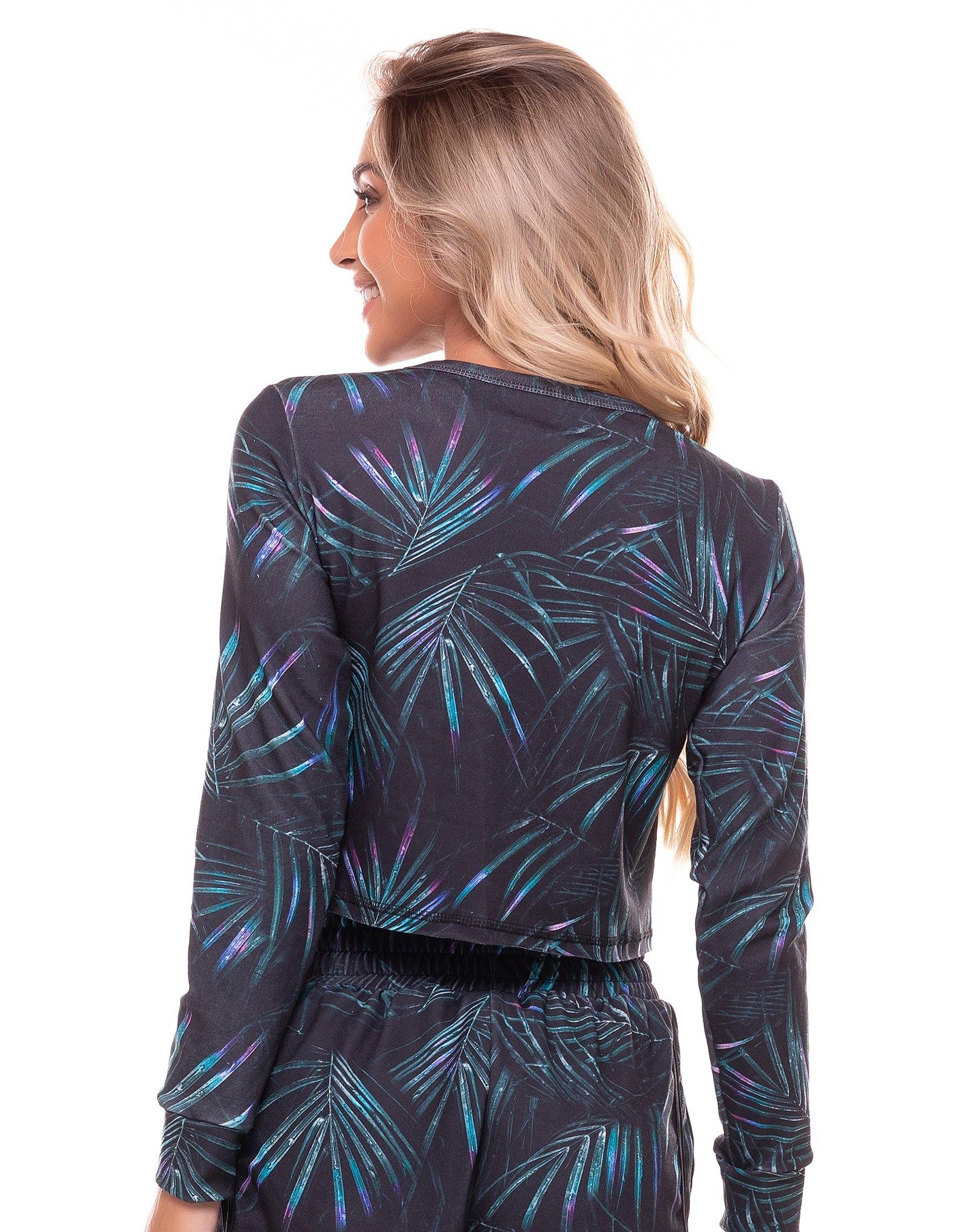 Blouse Long Sleeve Hued Foliage Black - Vestem