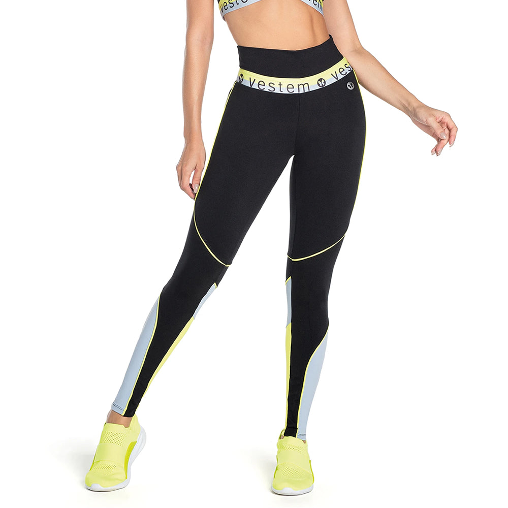 Legging Fuso Encinitas Black With Neon Yellow - Vestem