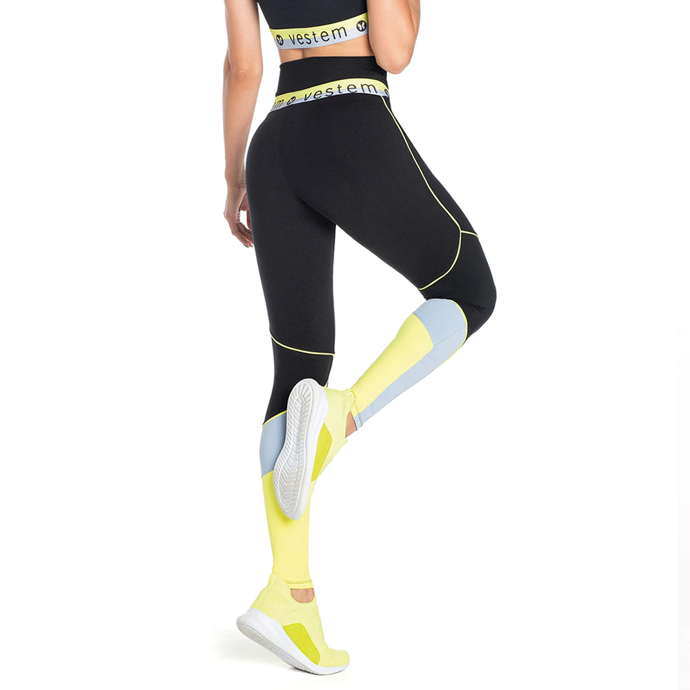 Legging Fuso Encinitas Black With Neon Yellow - Vestem