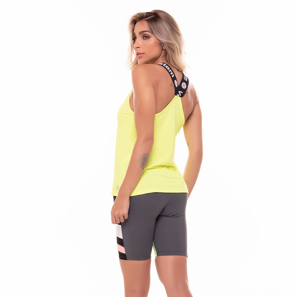 Shorts Goddess Grey With Neon Yellow - Vestem