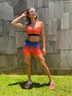 Sports Bra Soul Gradient Pink Romance With Orange Neon - Vestem - WaveFit