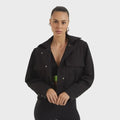Cropped Jacket With Front Pockets And Button Cuffs - WaveFit