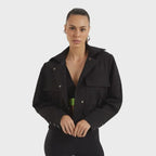 Cropped Jacket With Front Pockets And Button Cuffs - WaveFit